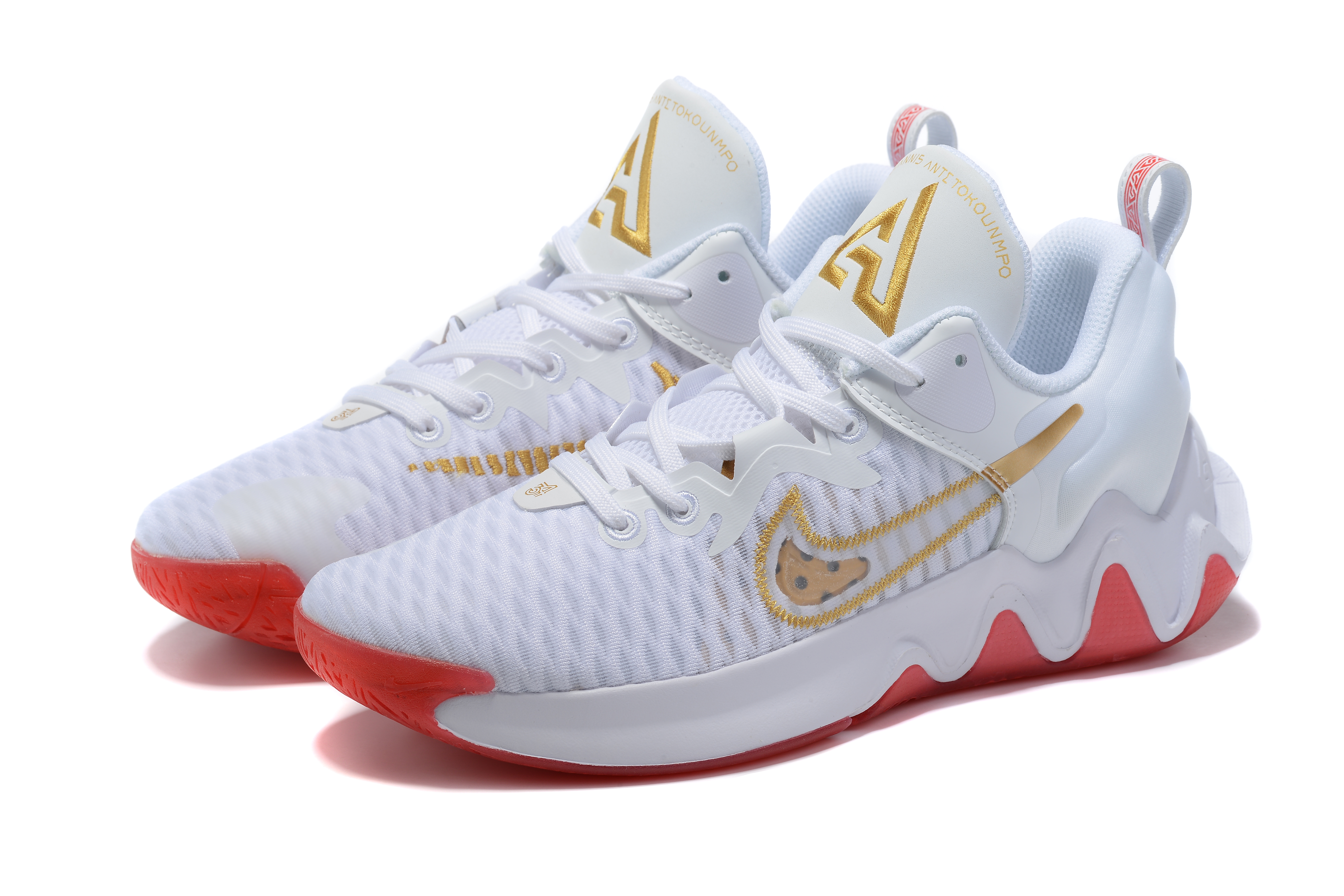 2022 Nike Giannis Immortality White Red Gold Shoes